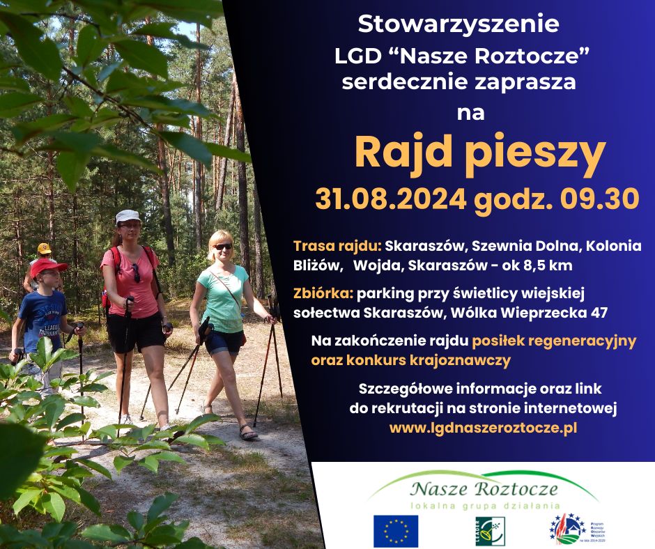 Plakat informacyjny rajdu pieszego w pliku graficznym jpg